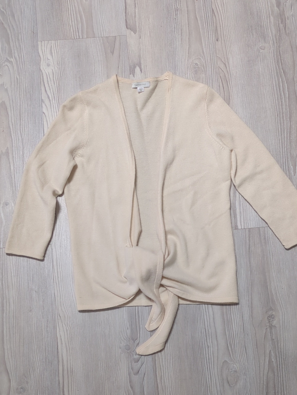 Garnet Hill 100% Cashmere Wrap Cardigan Sweater Ivory XS